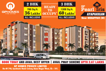 Book 2 and  3 bhk homes at GP Pearl Iris, Ayapakkam Chennai